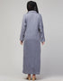Arabic Abaya with self-fabric buttons and coat collar In the Shade Of Sky Blue
